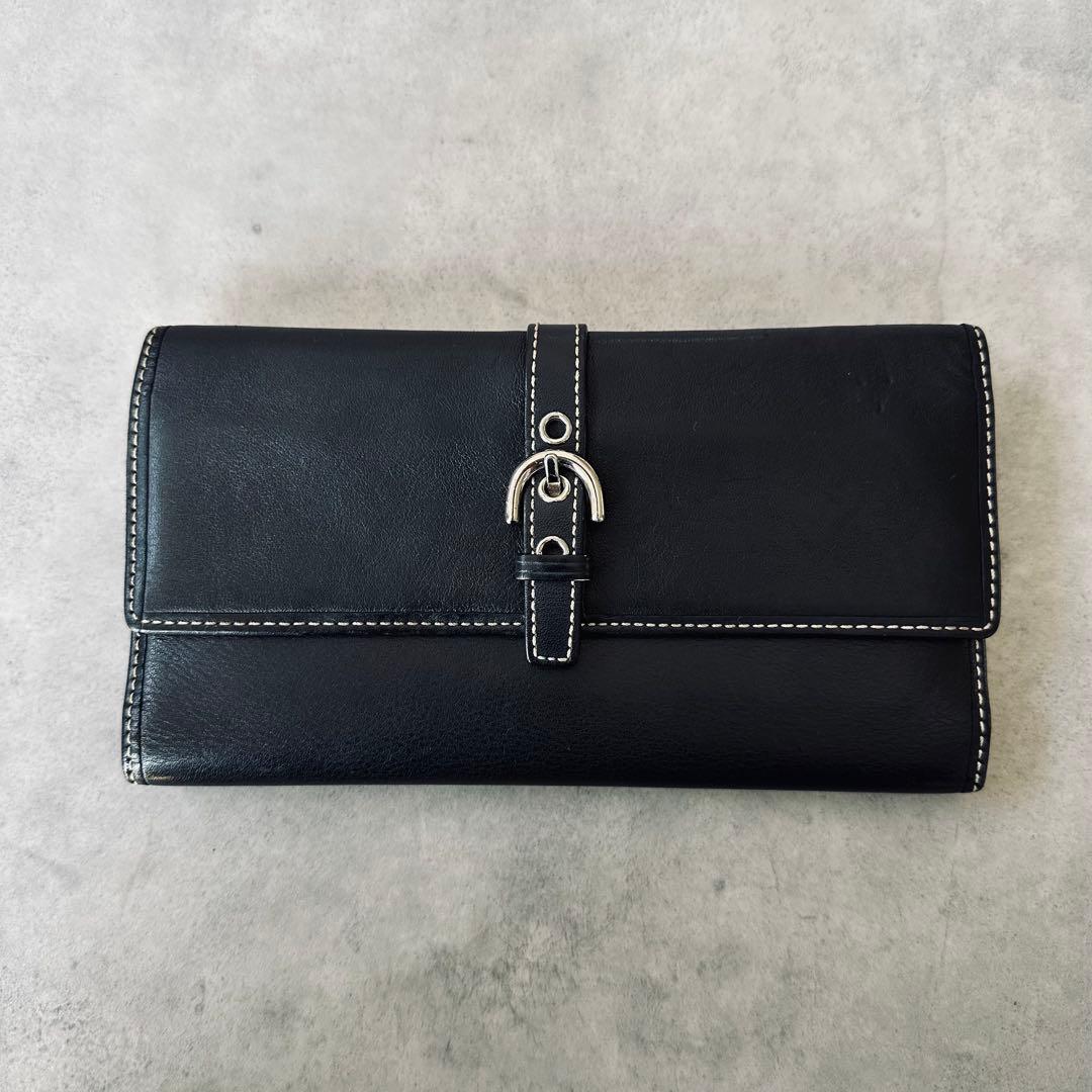 Y2K COACH ソーホー　バックル　レザー　三つ折り財布　IDウインドウ 黒