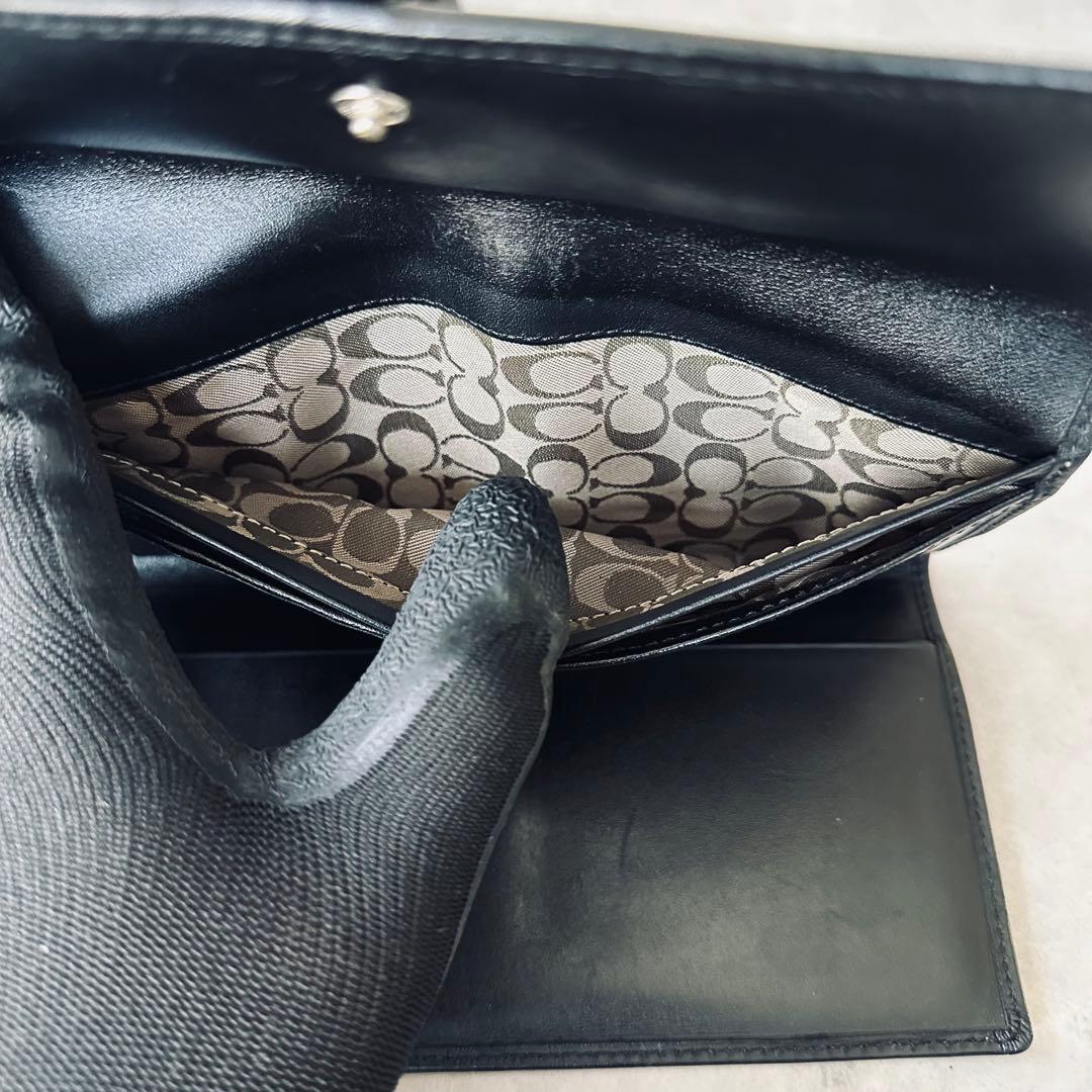 Y2K COACH ソーホー　バックル　レザー　三つ折り財布　IDウインドウ 黒 12