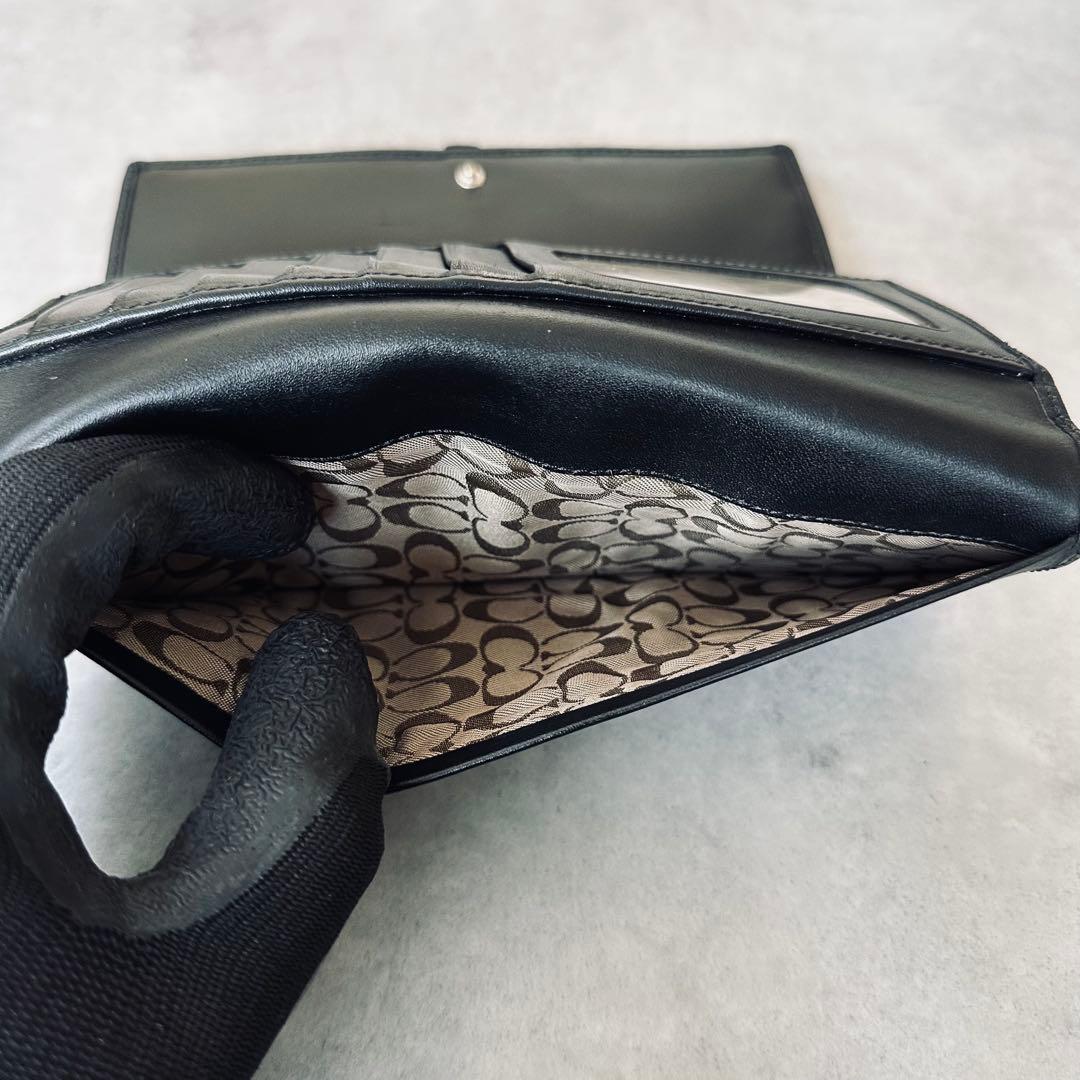 Y2K COACH ソーホー　バックル　レザー　三つ折り財布　IDウインドウ 黒 14