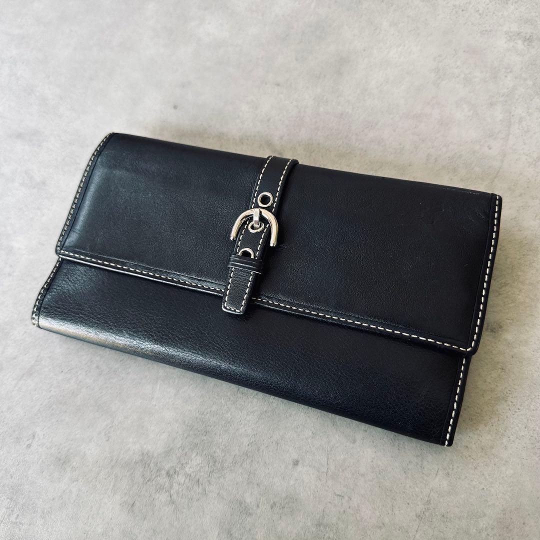 Y2K COACH ソーホー　バックル　レザー　三つ折り財布　IDウインドウ 黒 3