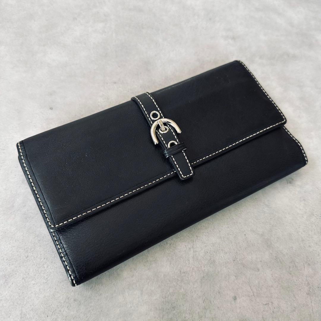 Y2K COACH ソーホー　バックル　レザー　三つ折り財布　IDウインドウ 黒 4