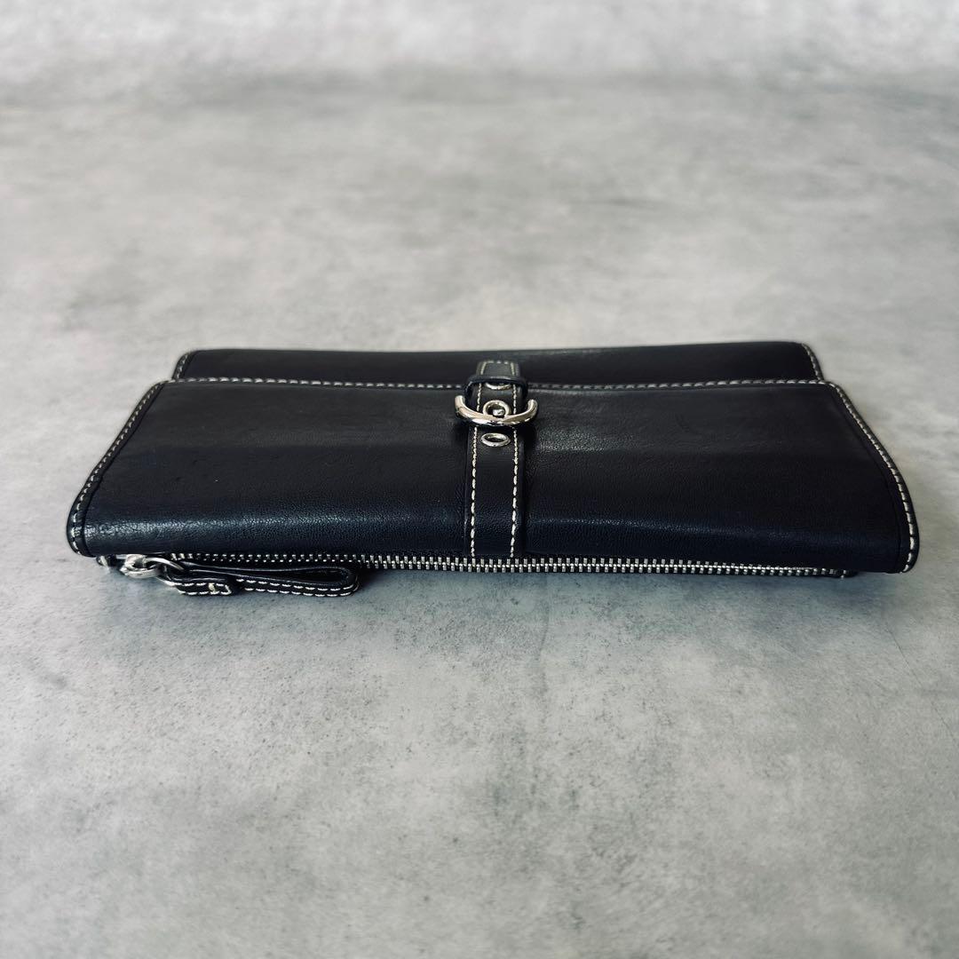 Y2K COACH ソーホー　バックル　レザー　三つ折り財布　IDウインドウ 黒 5
