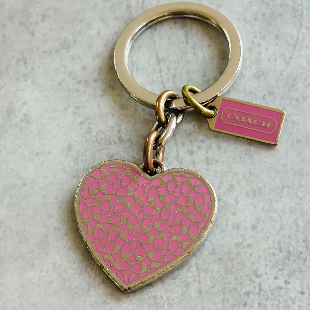 COACH Pink Signature Metal Charm