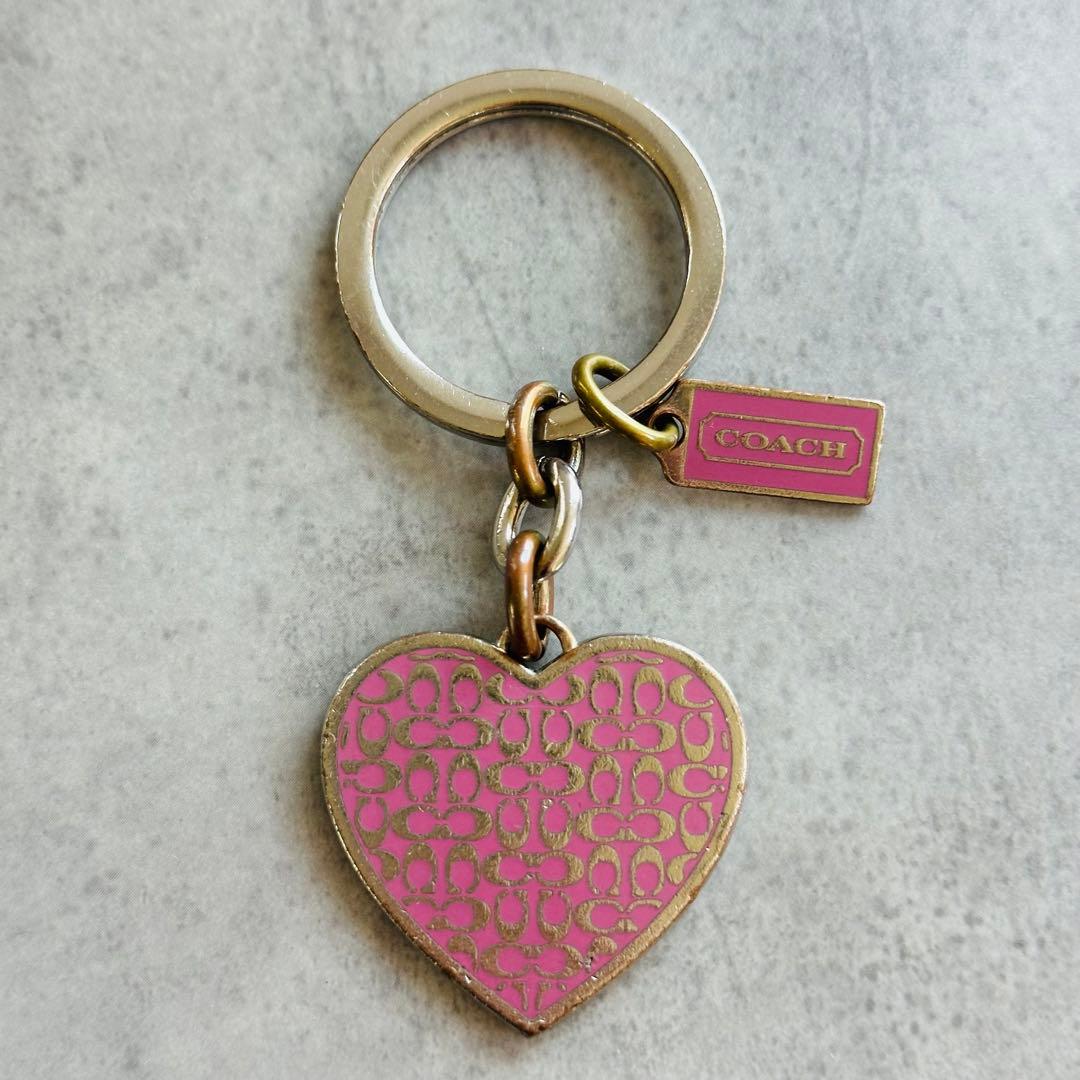 COACH Pink Signature Metal Charm 2