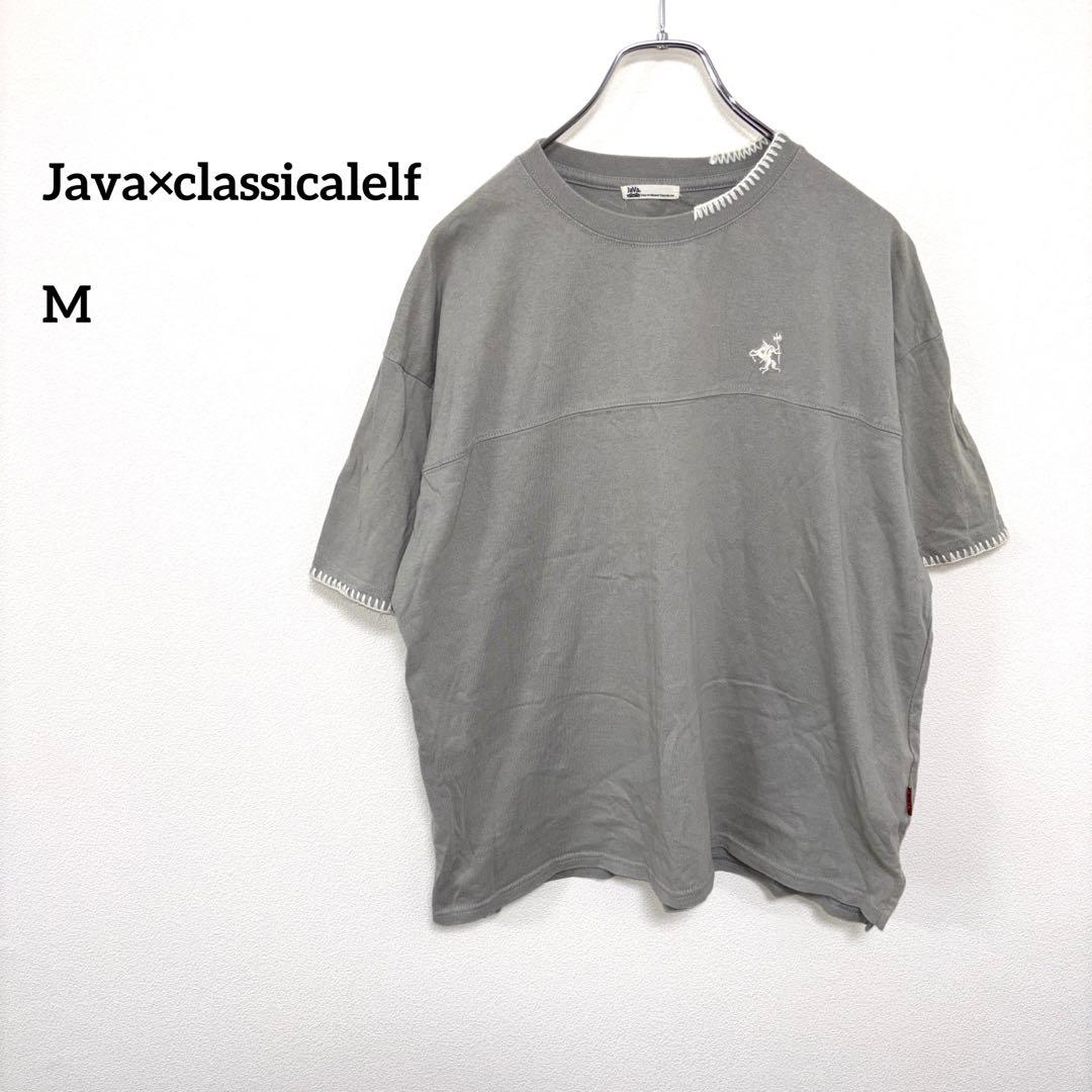 Java×classicalelf男女兼用グリーン半袖Tシャツ M大きめd789