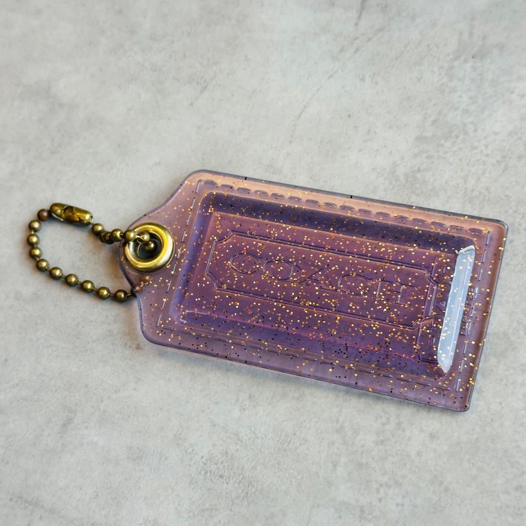 COACH POPPY hangtag charm Glitter PURPLE 2