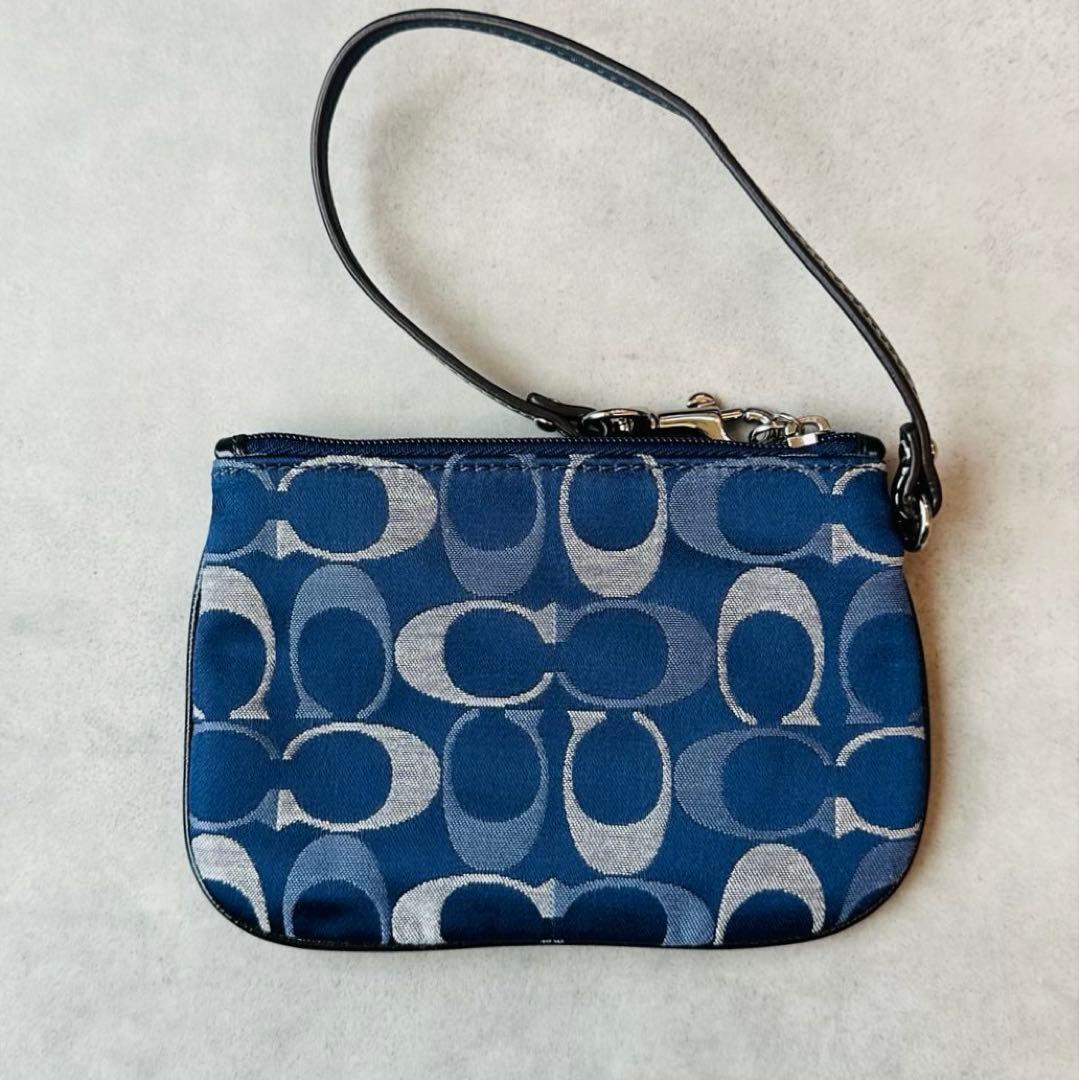 Y2K COACH Blue Signature Wristlet Pouch 2