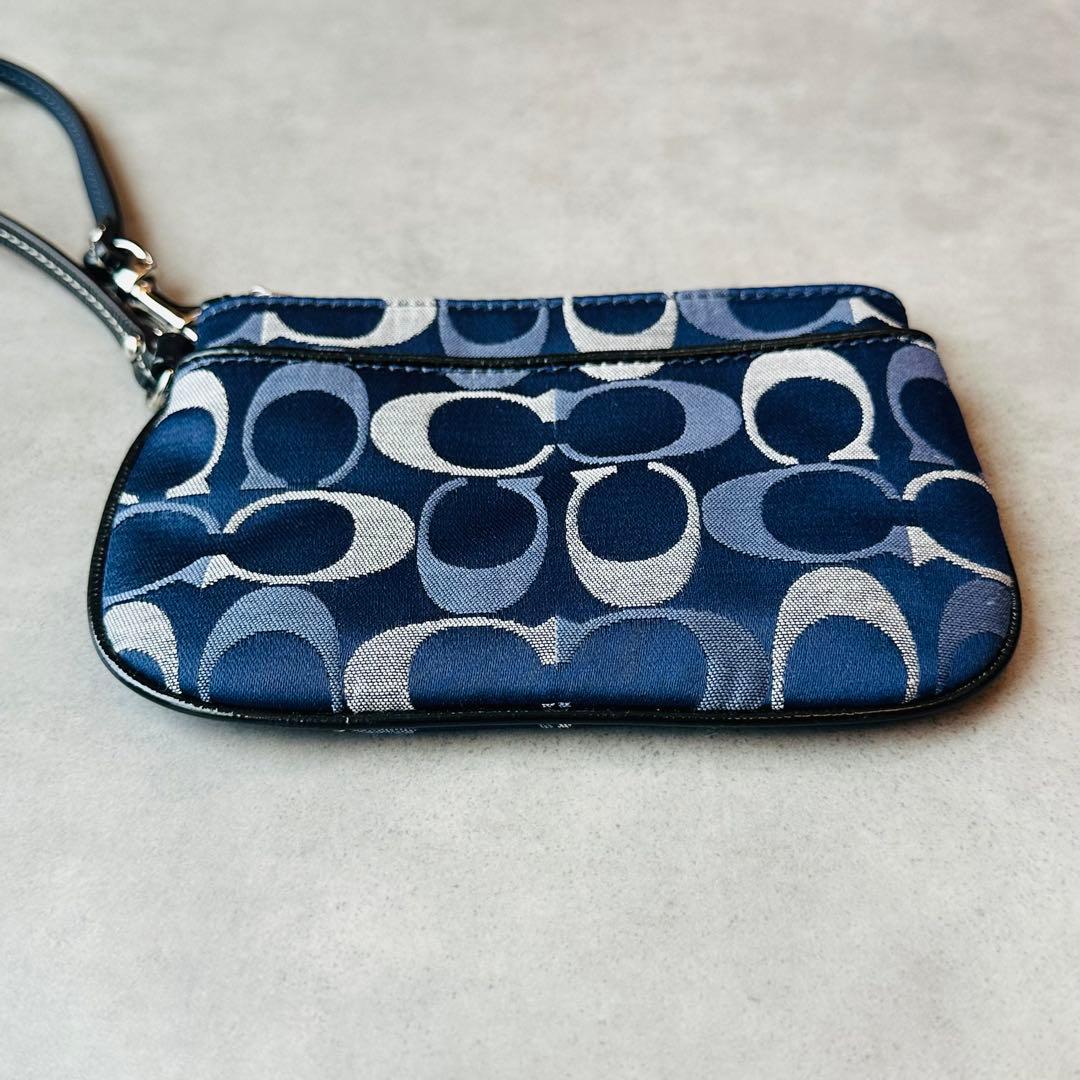 Y2K COACH Blue Signature Wristlet Pouch 5