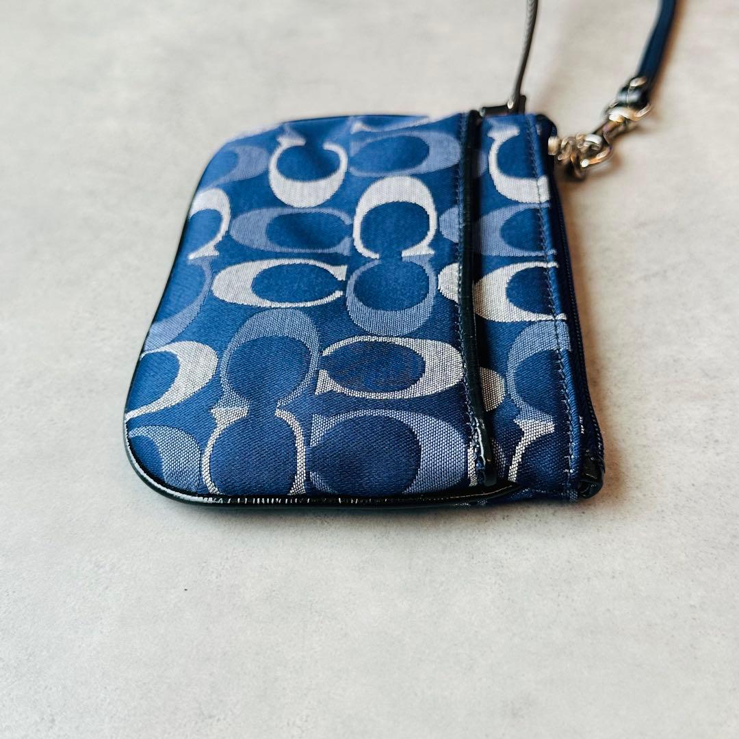 Y2K COACH Blue Signature Wristlet Pouch 7