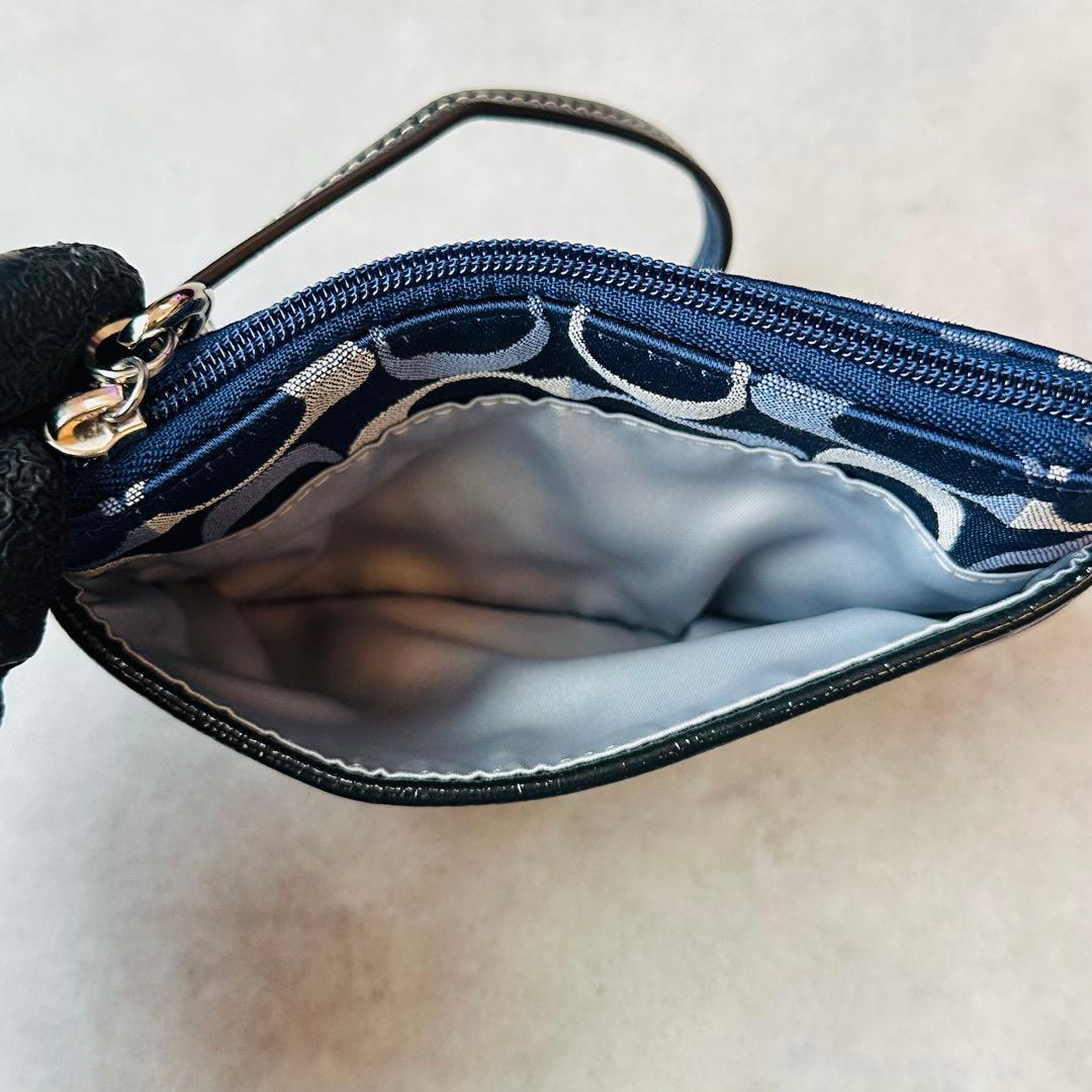 Y2K COACH Blue Signature Wristlet Pouch 10