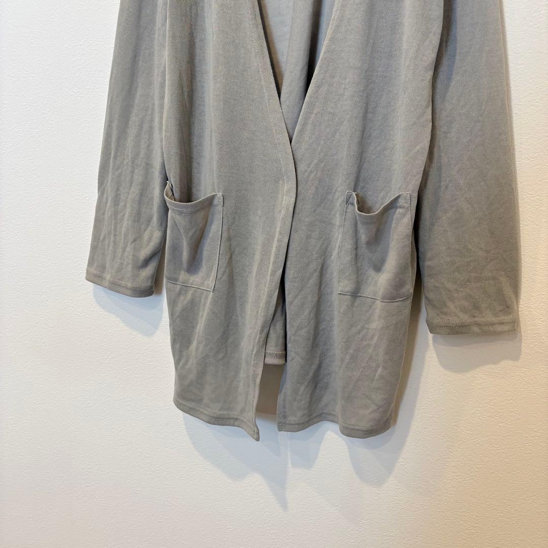 神戸レタス　ロングカーディガン ノーカラー 灰色　グレー　M 無地　羽織り 3