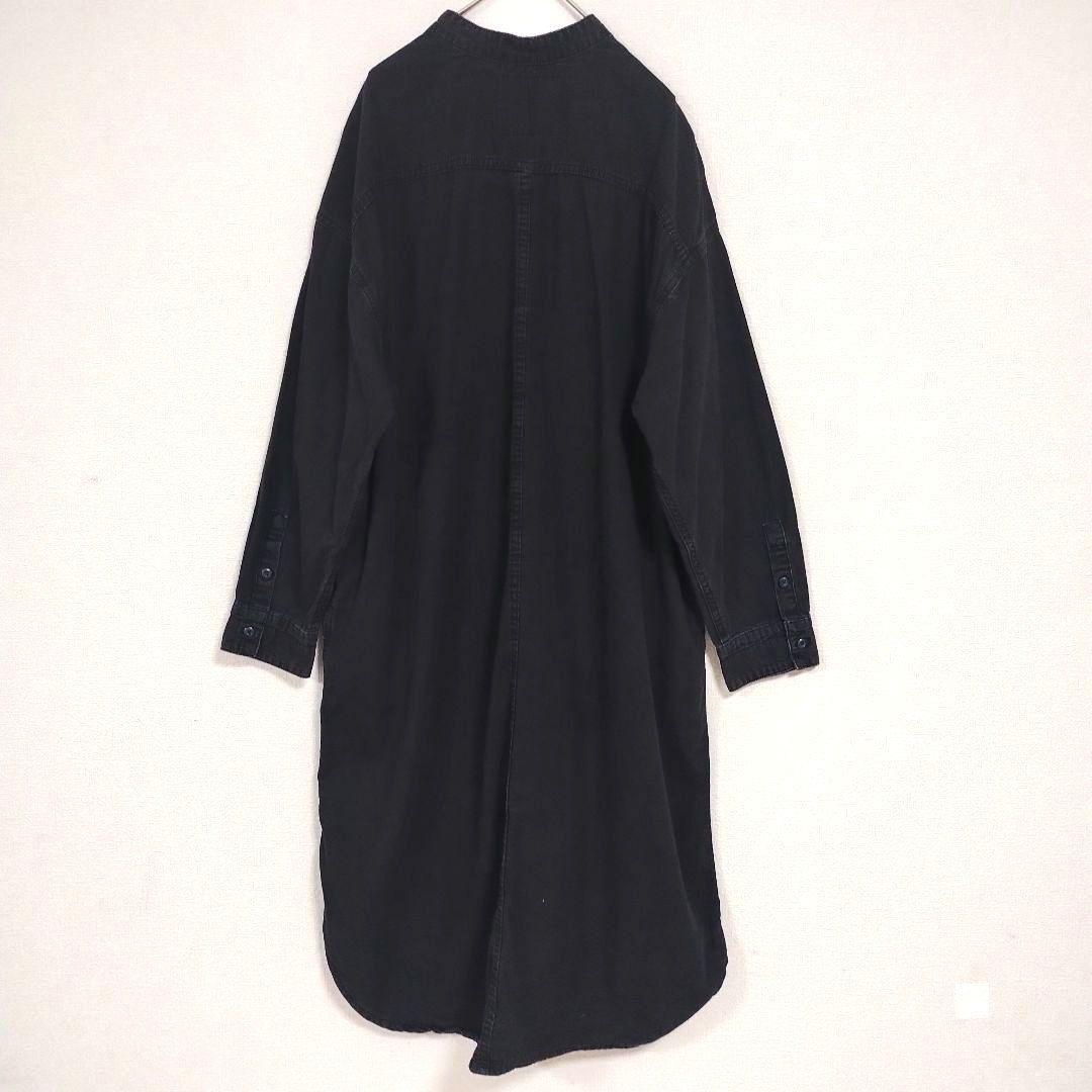アメリカンホリック 黒 シャツワンピース 長袖 2ポケット オーバーサイズ L 5