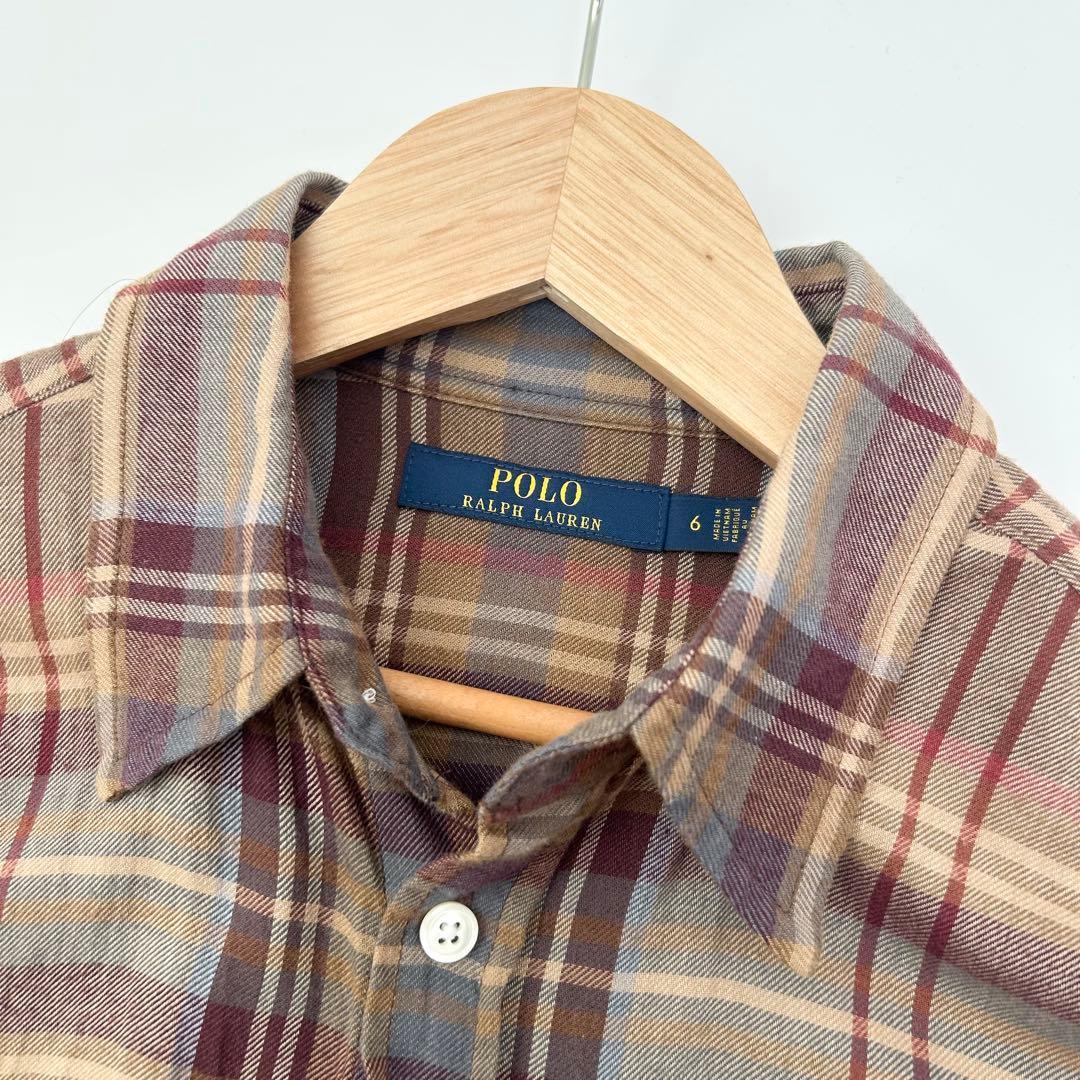 ラルフローレン　ロングワンピース　チェック柄　ブラウン　ベルト　6 4