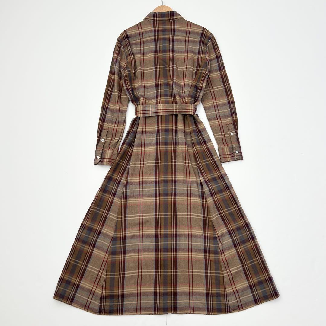 ラルフローレン　ロングワンピース　チェック柄　ブラウン　ベルト　6 5