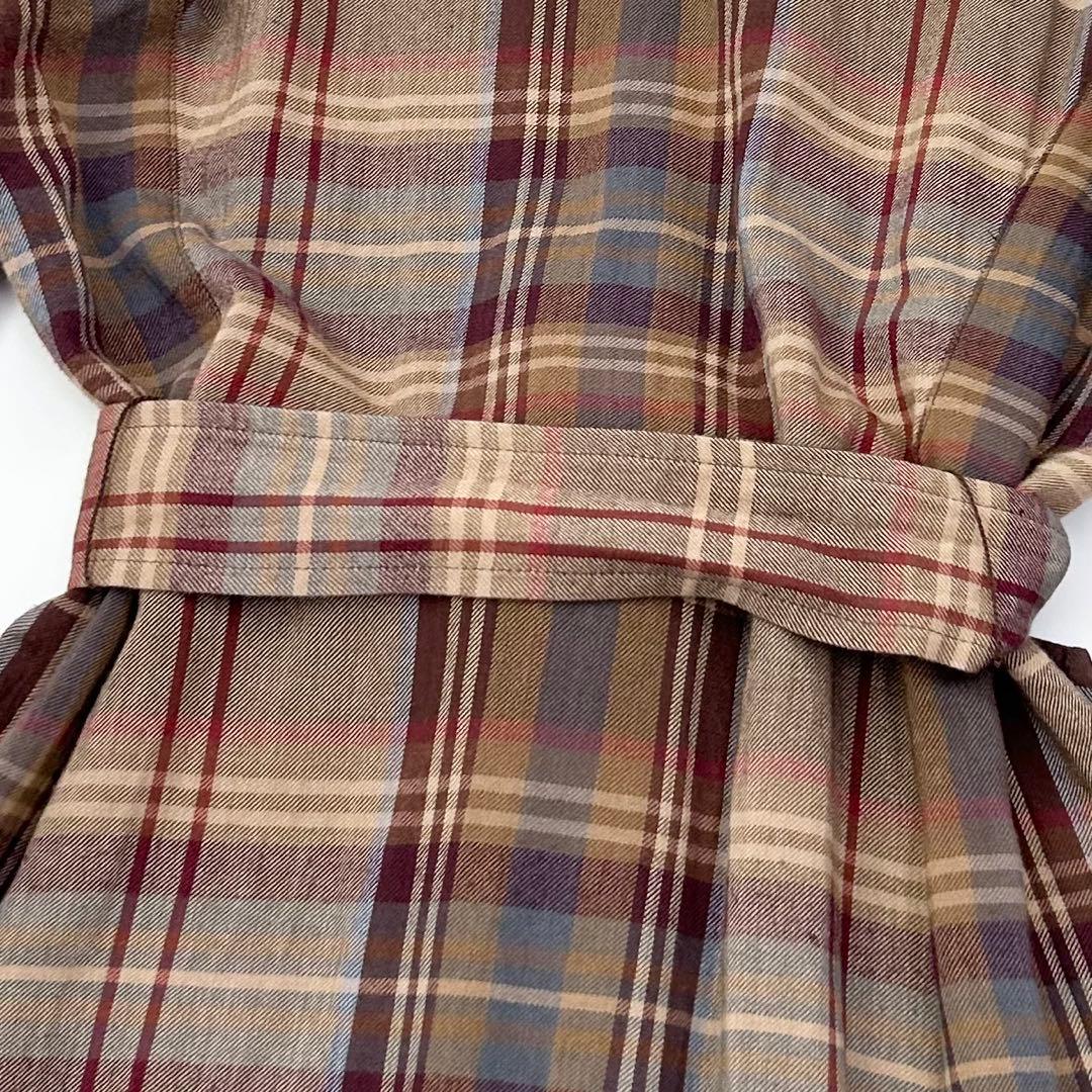 ラルフローレン　ロングワンピース　チェック柄　ブラウン　ベルト　6 6