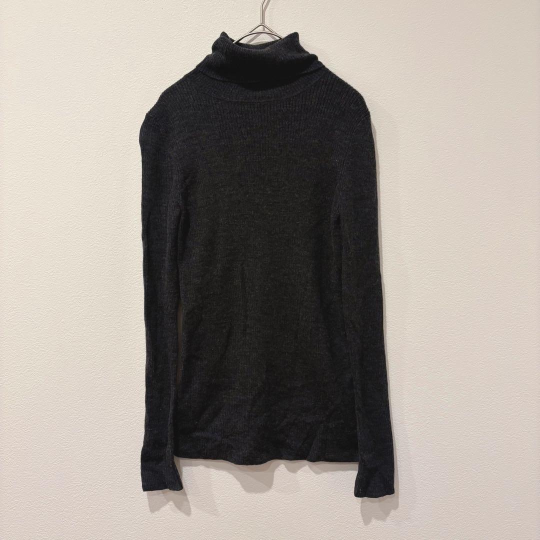 ユニクロ タートルネック ニット リブ セーター 灰色　グレー　M レディース