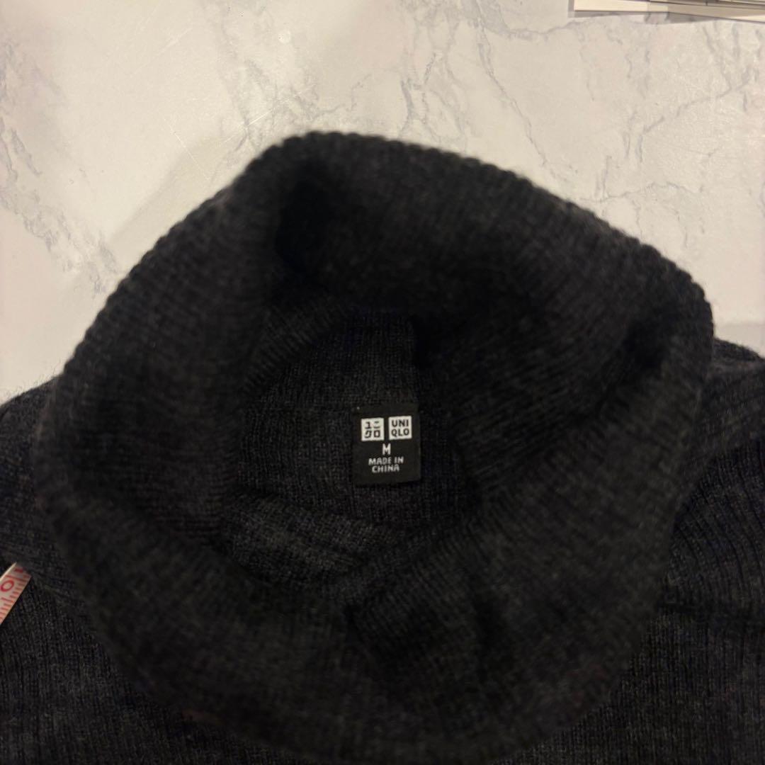 ユニクロ タートルネック ニット リブ セーター 灰色　グレー　M レディース 6