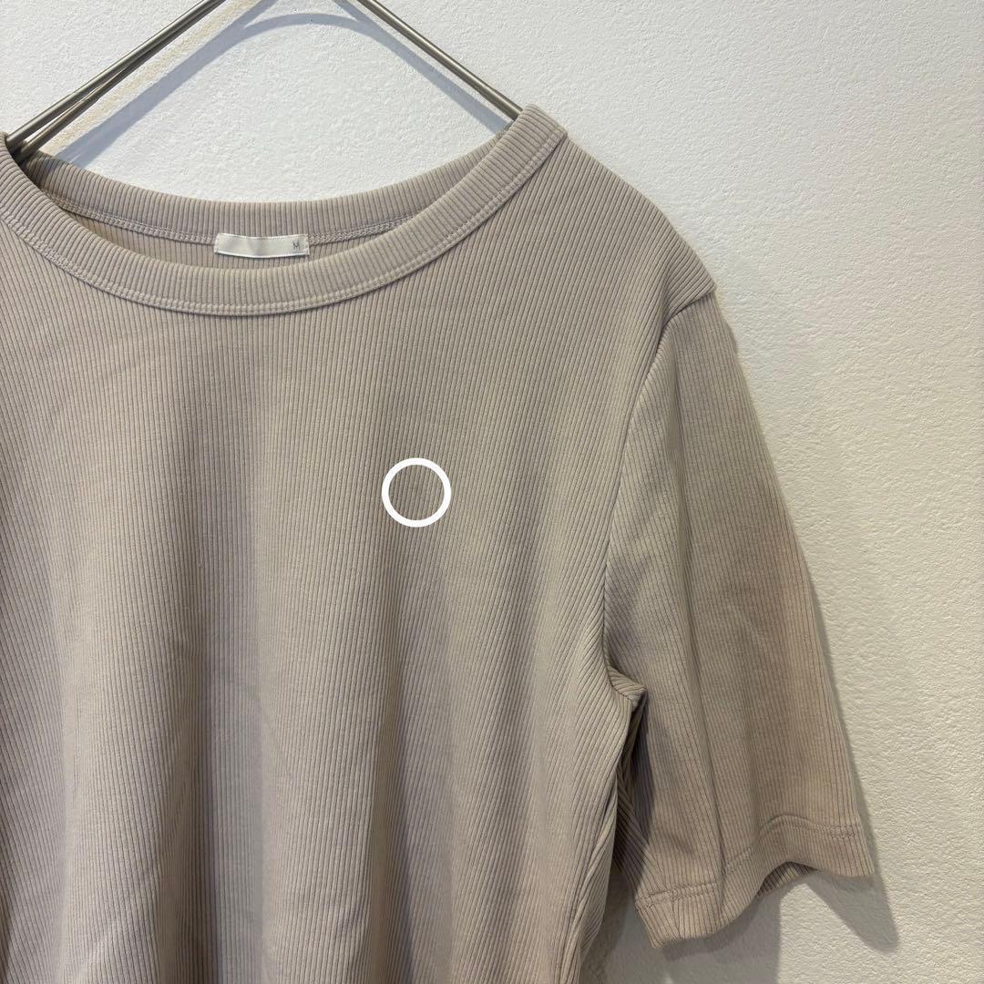 .GU リブカットソーTシャツ 半袖 ベージュ M シンプル 無地　春夏 4