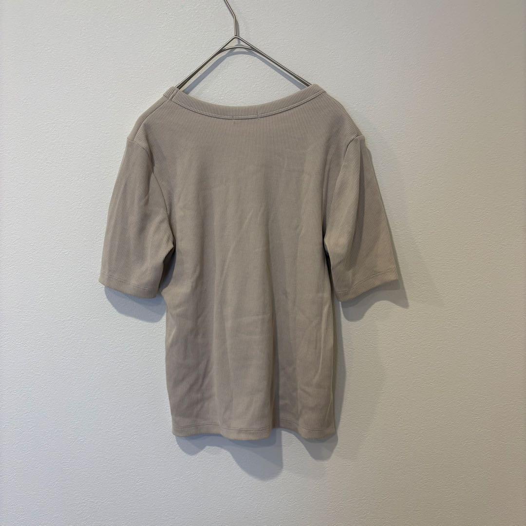 .GU リブカットソーTシャツ 半袖 ベージュ M シンプル 無地　春夏 5