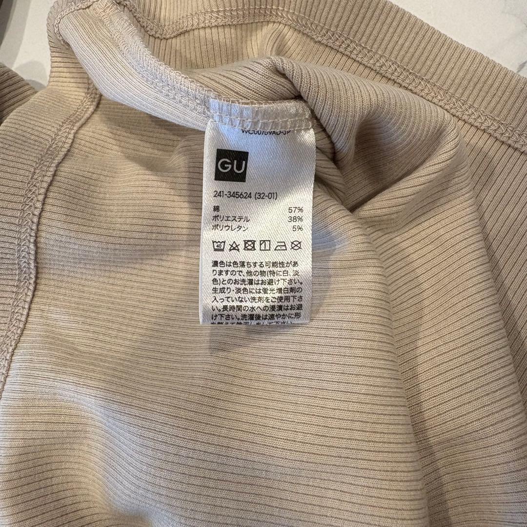 .GU リブカットソーTシャツ 半袖 ベージュ M シンプル 無地　春夏 6