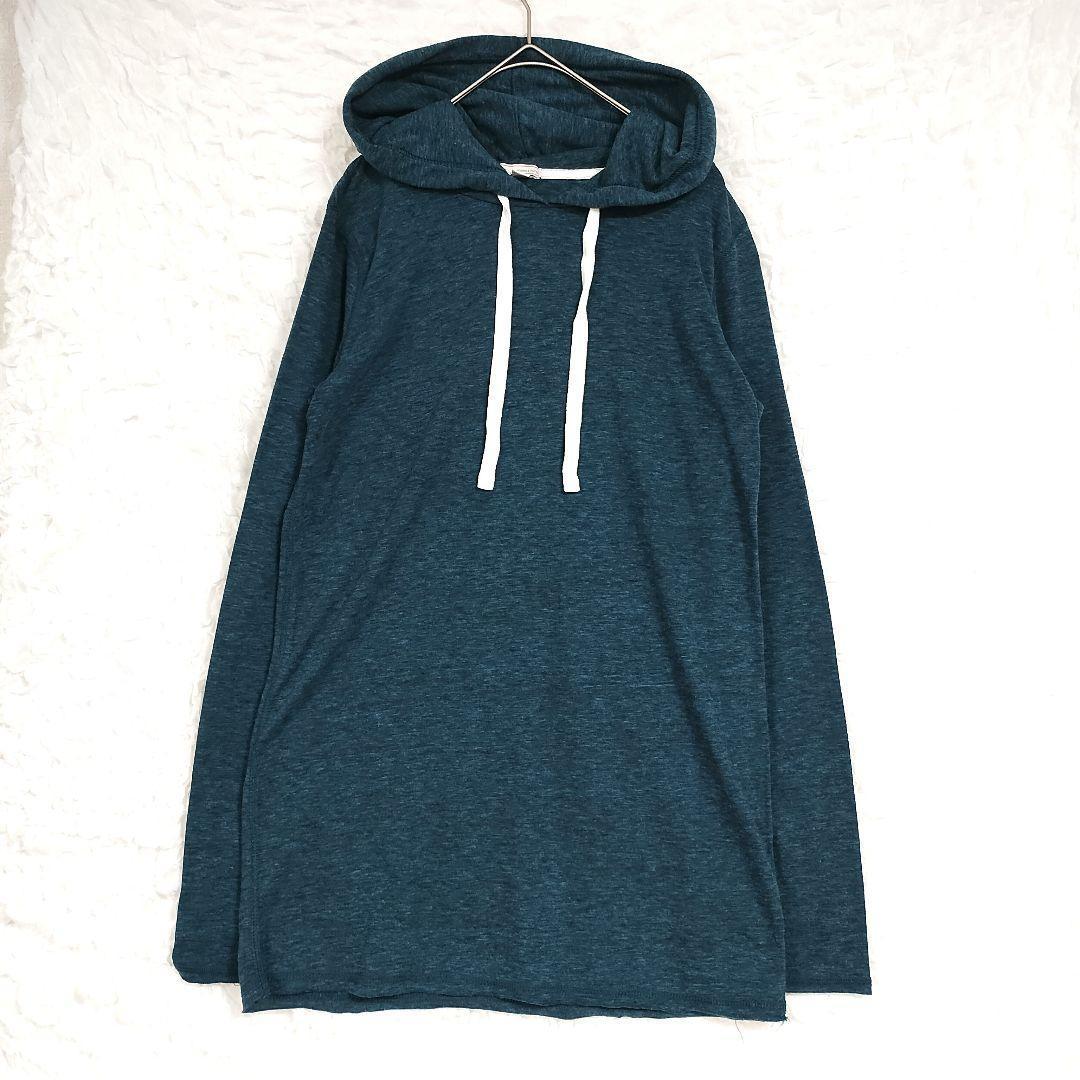 Gapギャップ ダークティール フード付きパーカー薄手S 青灰色カジュアル