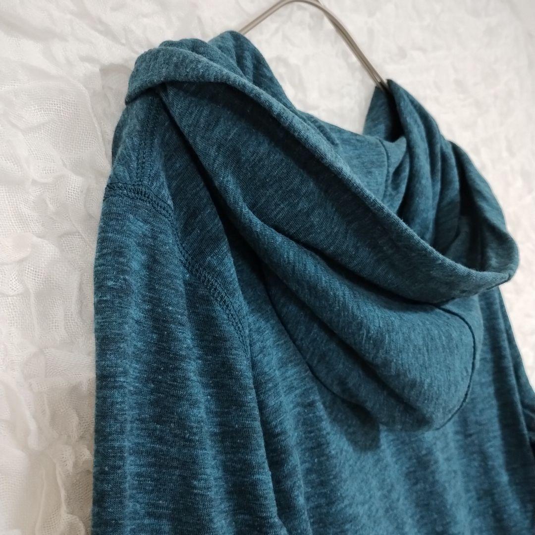 Gapギャップ ダークティール フード付きパーカー薄手S 青灰色カジュアル 10