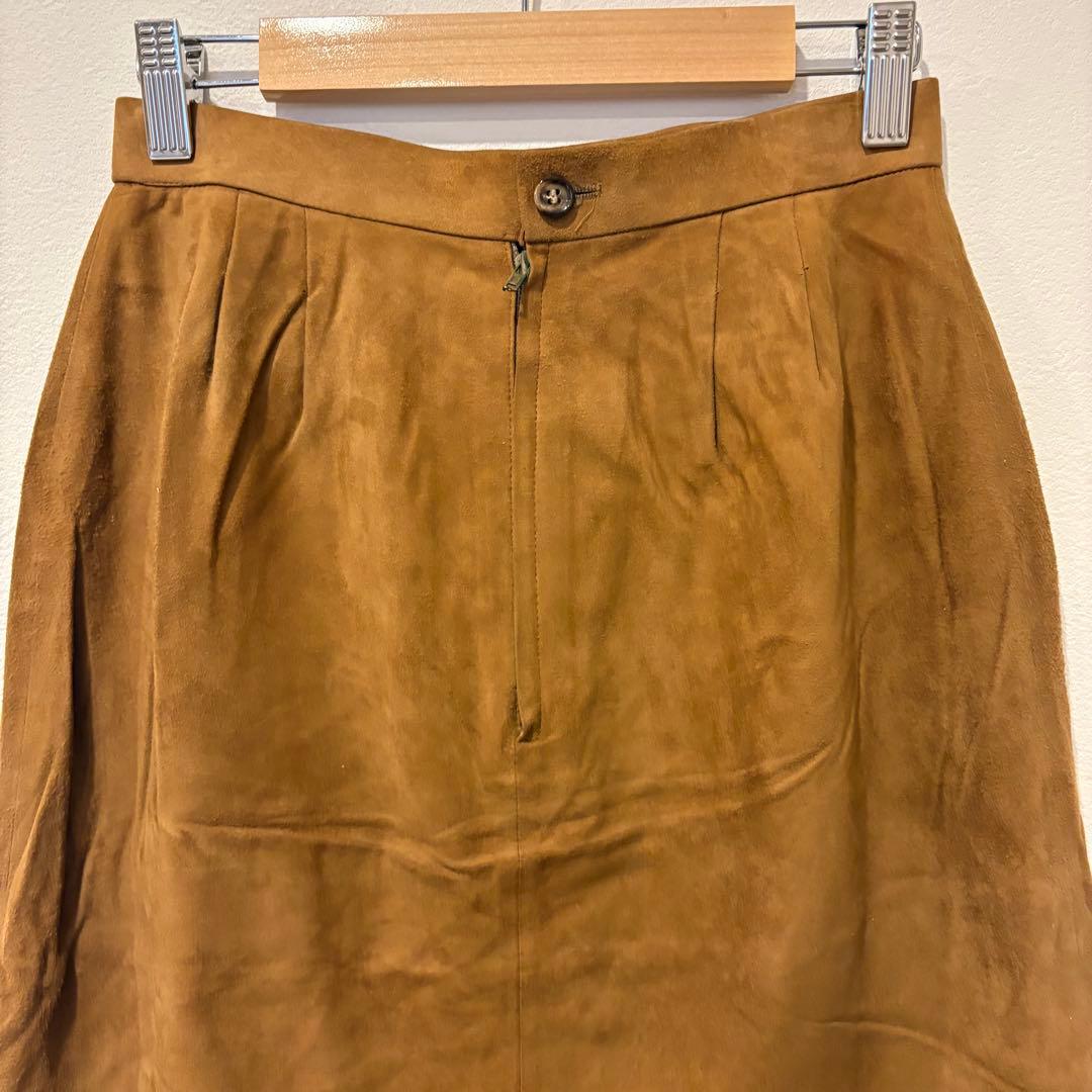 ルイシャンタン レザースカート タイト 膝丈　茶 ブラウン　9号 M ミディ丈 2