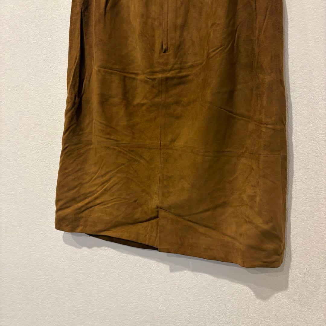 ルイシャンタン レザースカート タイト 膝丈　茶 ブラウン　9号 M ミディ丈 3