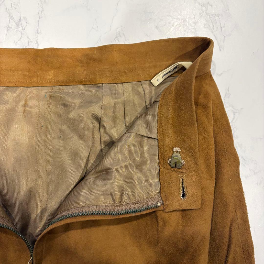 ルイシャンタン レザースカート タイト 膝丈　茶 ブラウン　9号 M ミディ丈 8