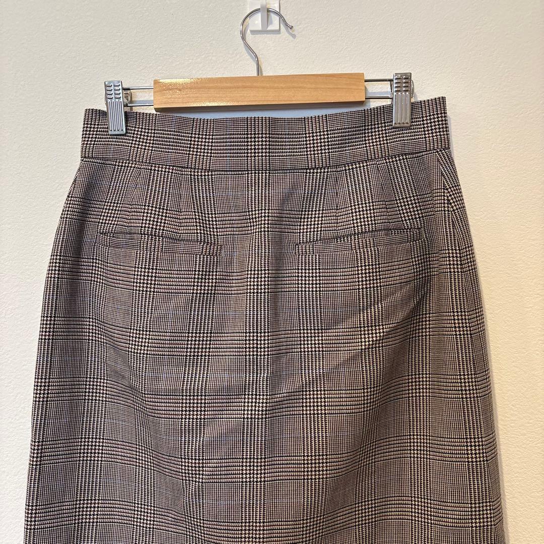 ユナイテッドアローズ　ロングスカート タイト　チェック ブラウン 茶色　38 M 4