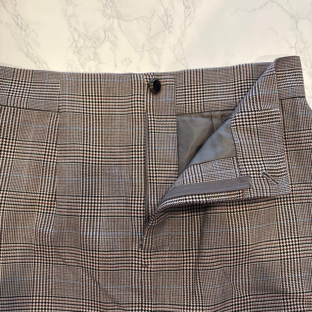 ユナイテッドアローズ　ロングスカート タイト　チェック ブラウン 茶色　38 M 5