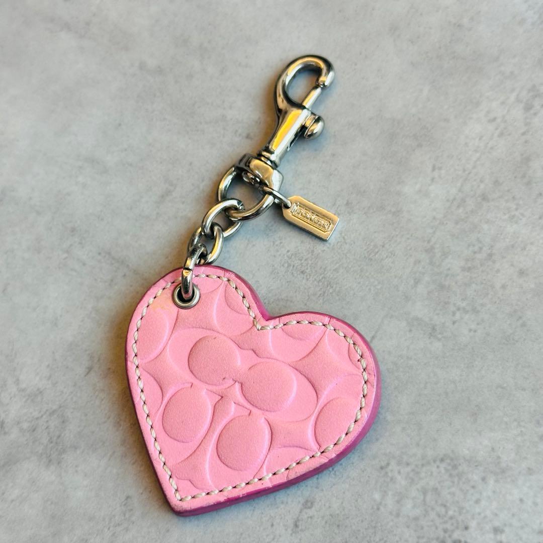Y2K COACH Heart Signature Charm PINK 2