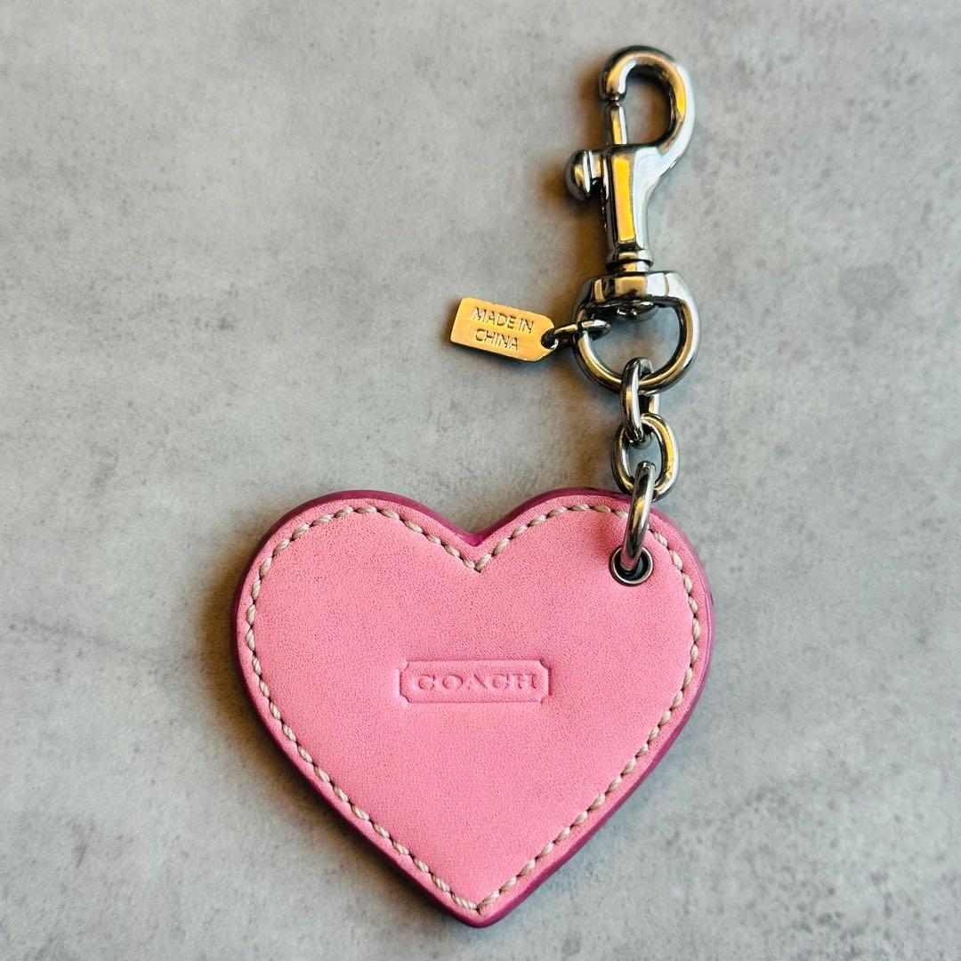 Y2K COACH Heart Signature Charm PINK 3