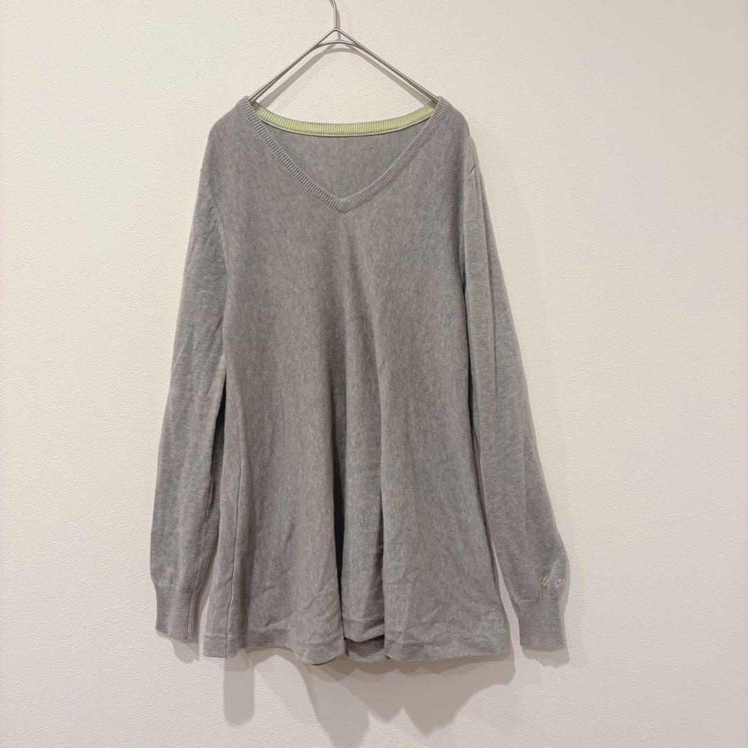 ココディール ニット チュニック Vネック 灰色　グレー 長袖 フレア M