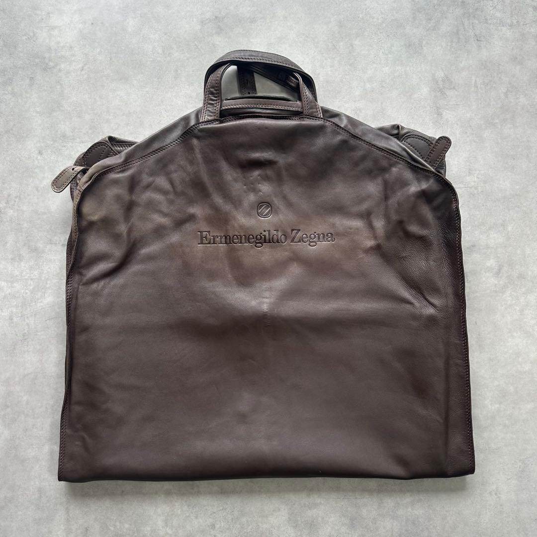 希少✨Ermenegildo Zegna ナッパレザー　本革　ガーメントバッグ