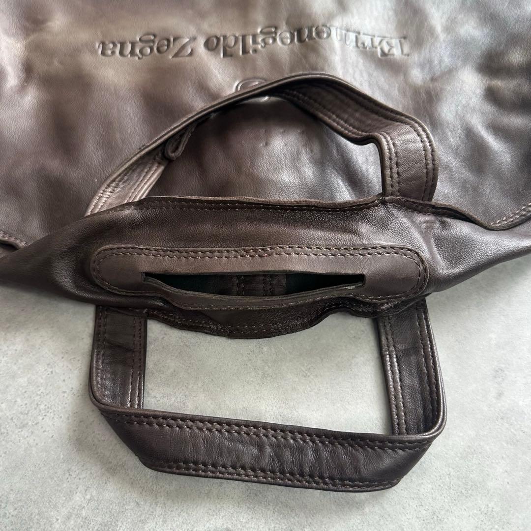 希少✨Ermenegildo Zegna ナッパレザー　本革　ガーメントバッグ 11