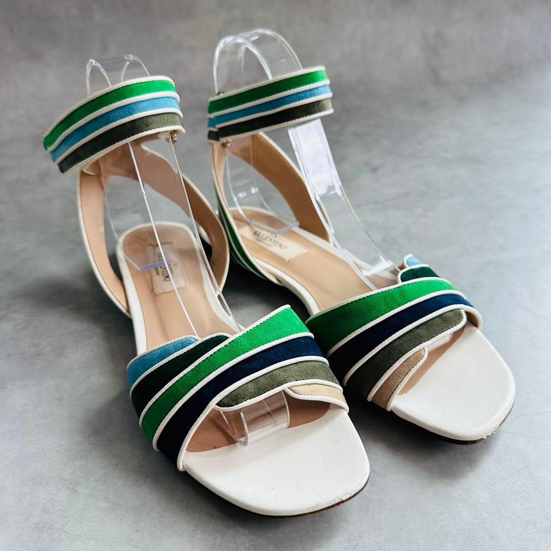 VALENTINO GARAVANI レザートリム アンクルストラップ サンダル 2