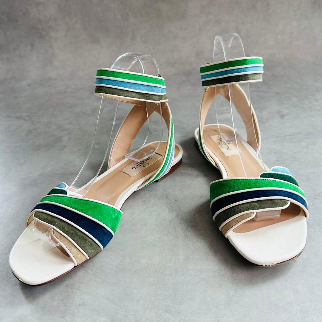 VALENTINO GARAVANI レザートリム アンクルストラップ サンダル 4