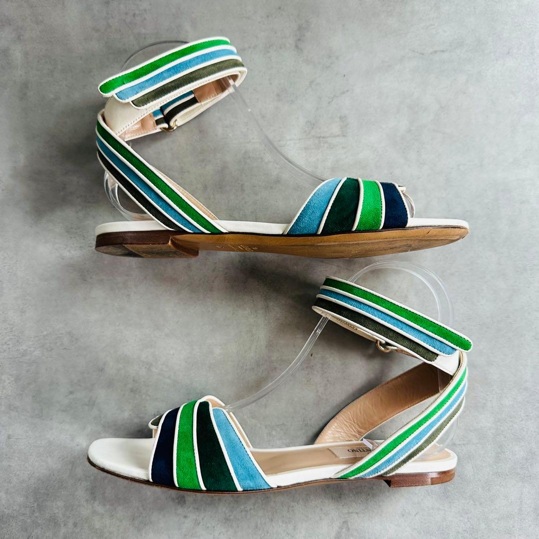 VALENTINO GARAVANI レザートリム アンクルストラップ サンダル 6