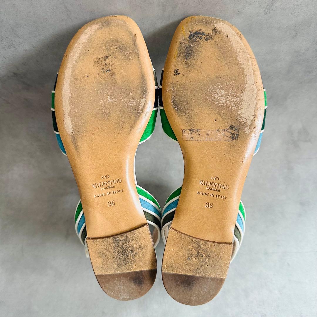 VALENTINO GARAVANI レザートリム アンクルストラップ サンダル 8