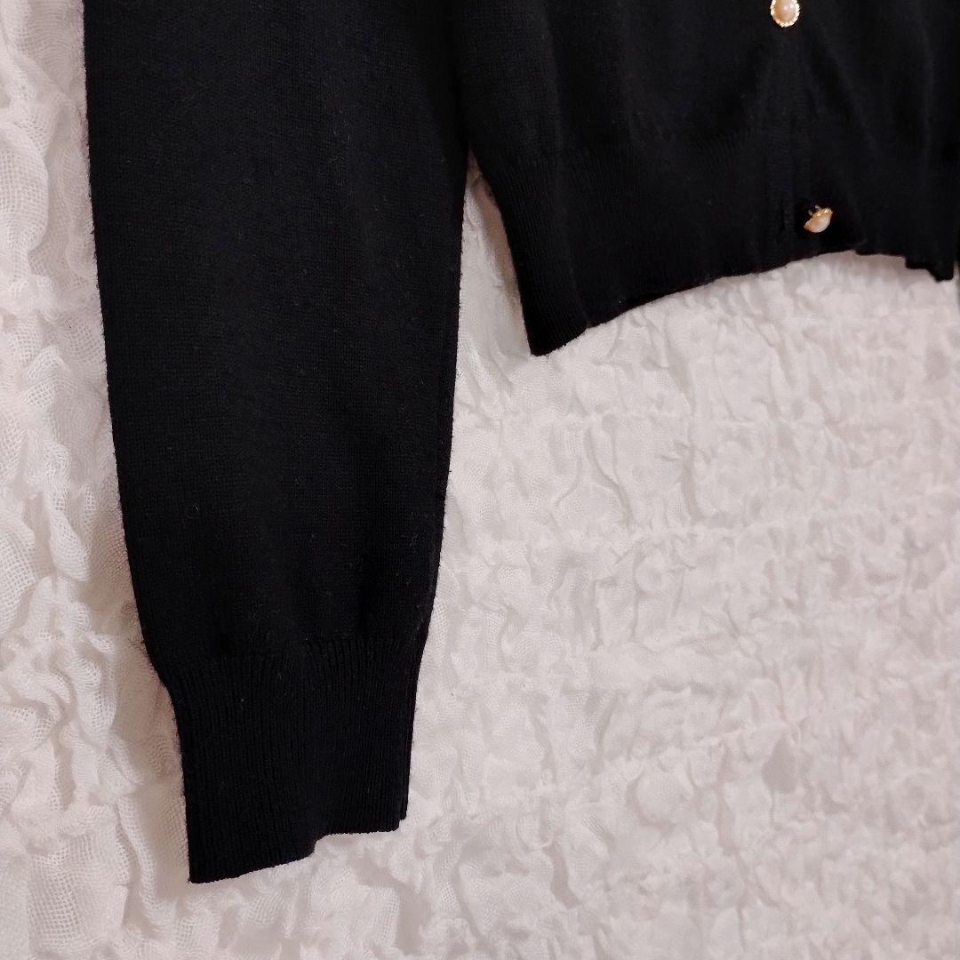 Meu's ミューズ ブラックニットカーディガン 長袖 M ビジューボタン付き 3