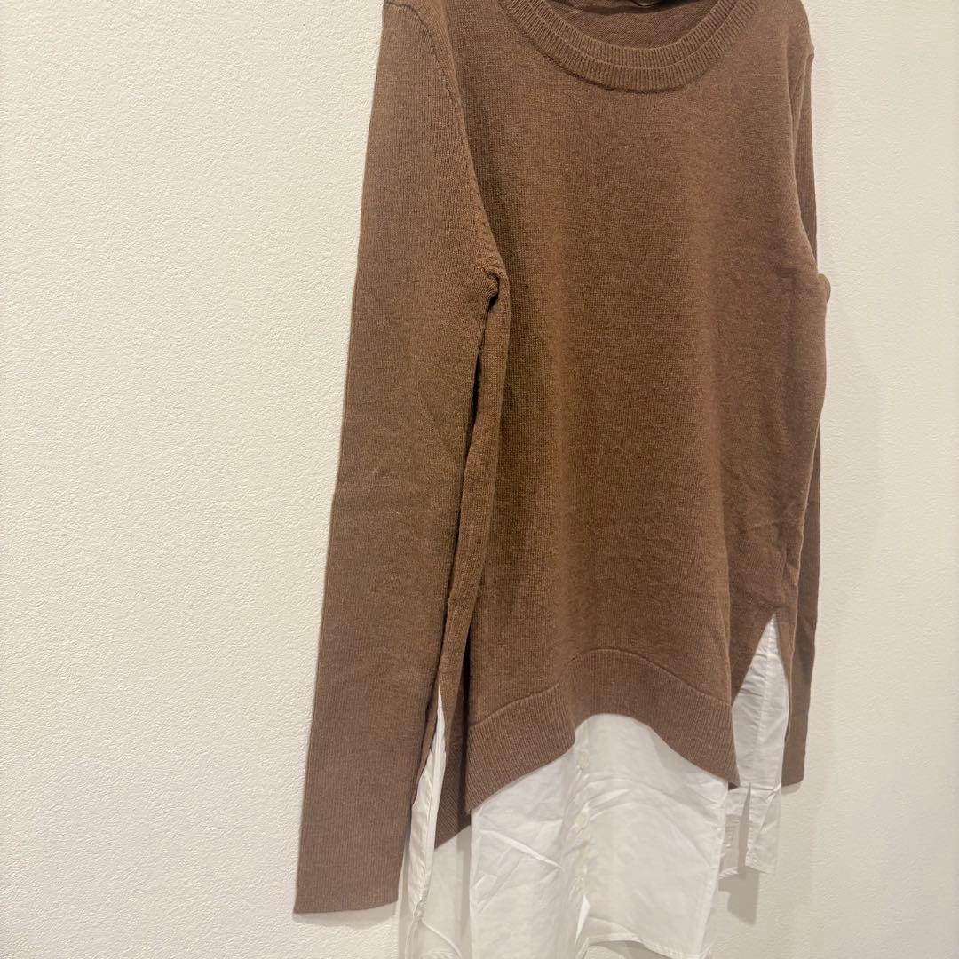 .ジョルダーノ レイヤードニット 重ね着風 ブラウン 茶色　M相当　丈長め 3