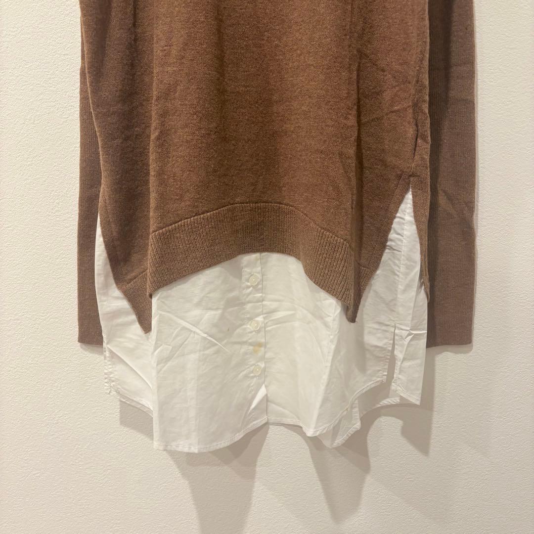 .ジョルダーノ レイヤードニット 重ね着風 ブラウン 茶色　M相当　丈長め 4