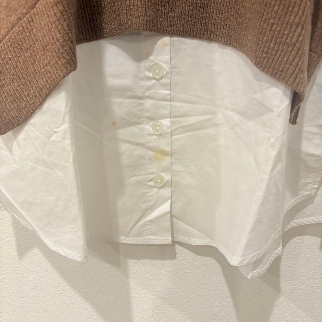 .ジョルダーノ レイヤードニット 重ね着風 ブラウン 茶色　M相当　丈長め 6