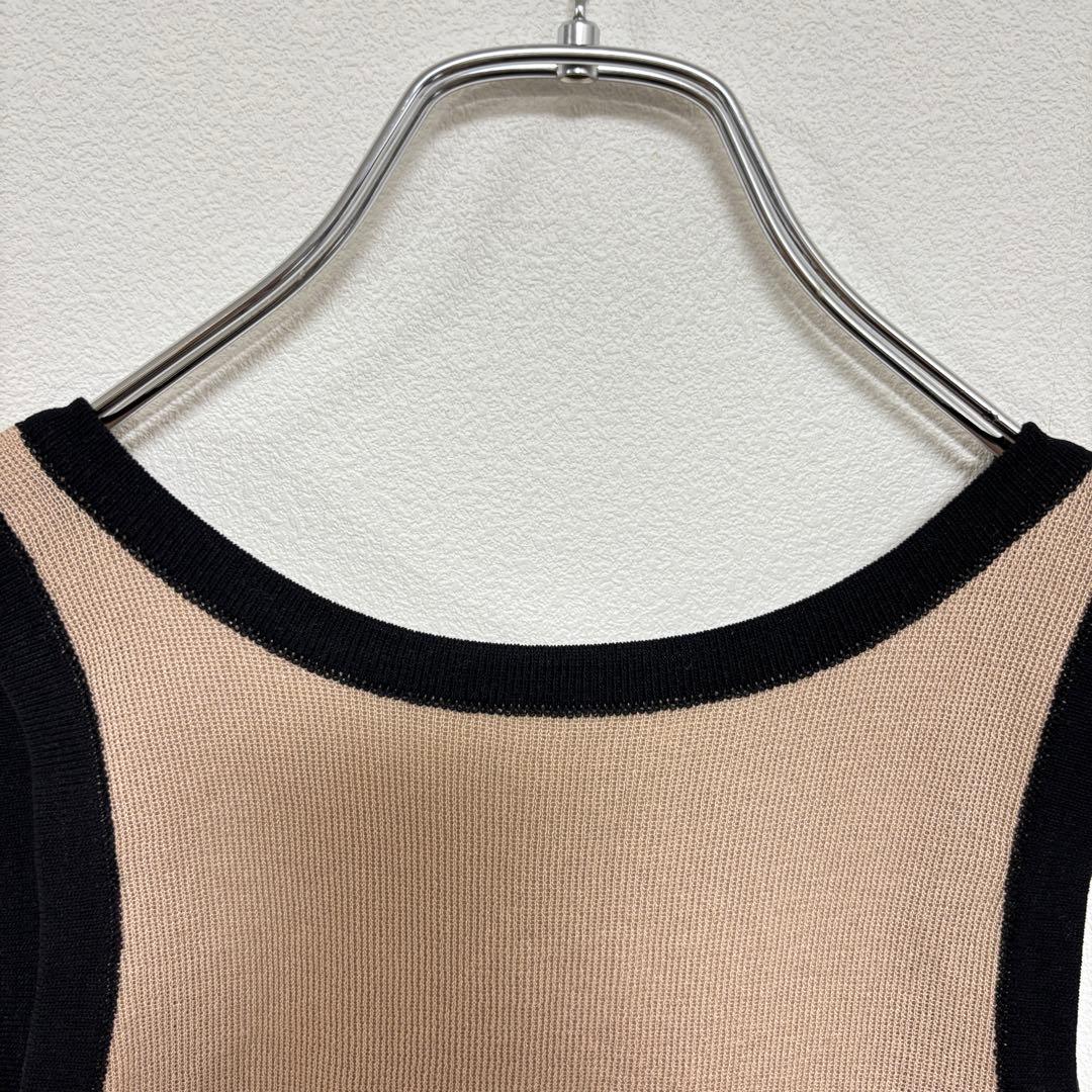 PPB studios リブタンクトップベージュブラックS相当バイカラーe058 3
