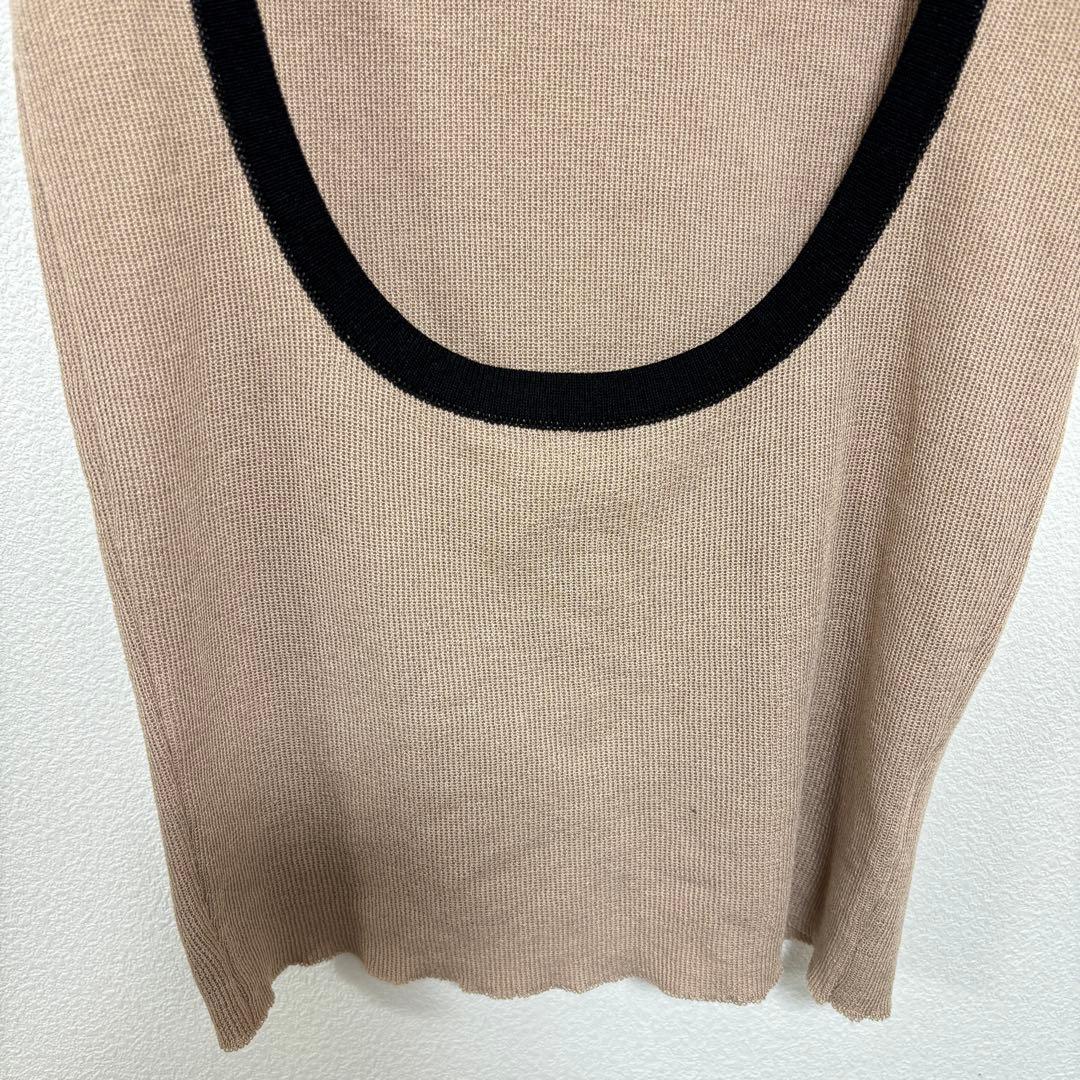 PPB studios リブタンクトップベージュブラックS相当バイカラーe058 10