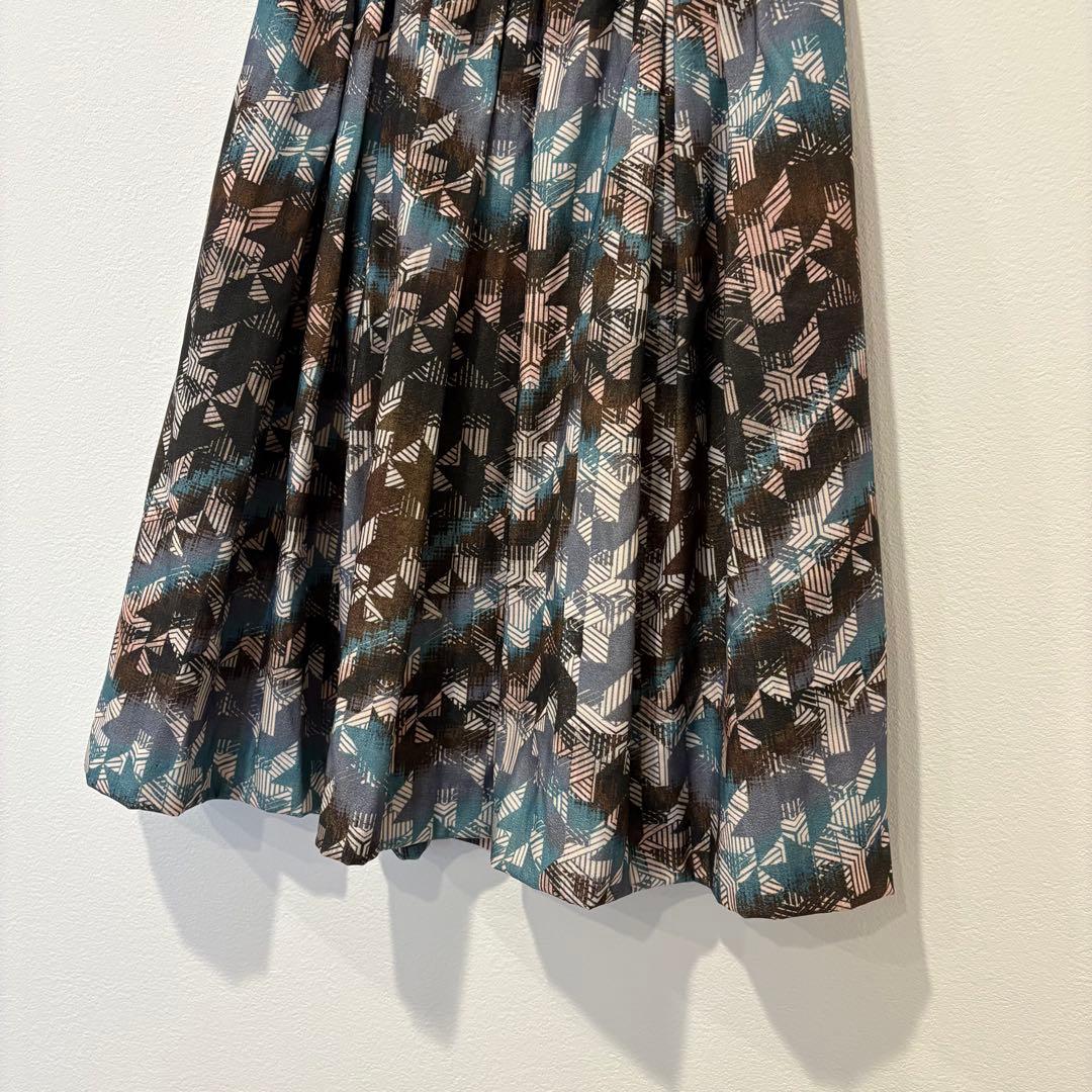 ジャスグリッティー フレア スカート 総柄 膝丈 ブラウン グリーン 0 S 3