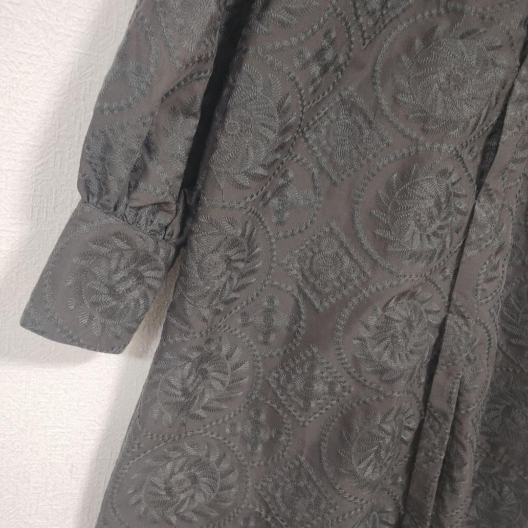 ビームスハート 黒い総刺繍入り 長袖ワンピース オーバーサイズ 3