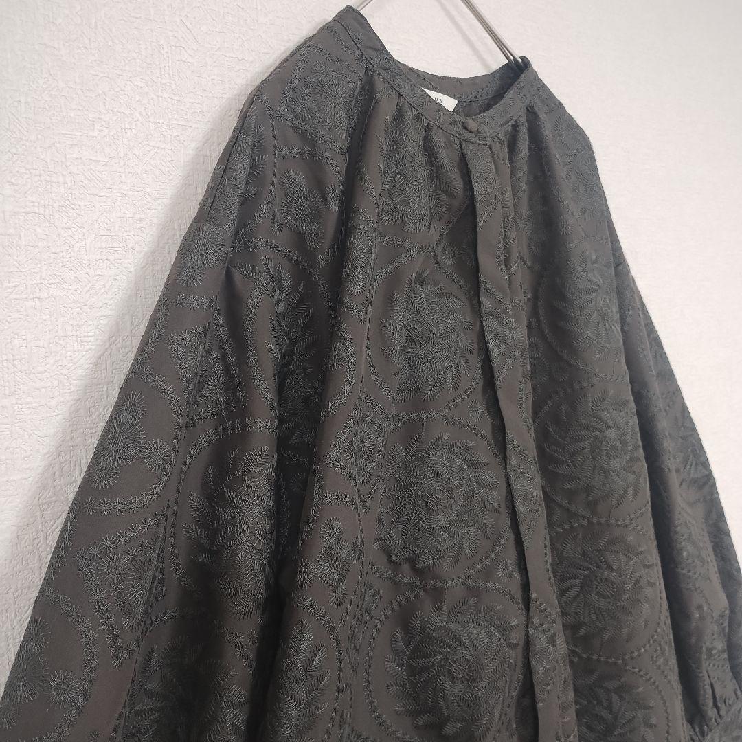 ビームスハート 黒い総刺繍入り 長袖ワンピース オーバーサイズ 6