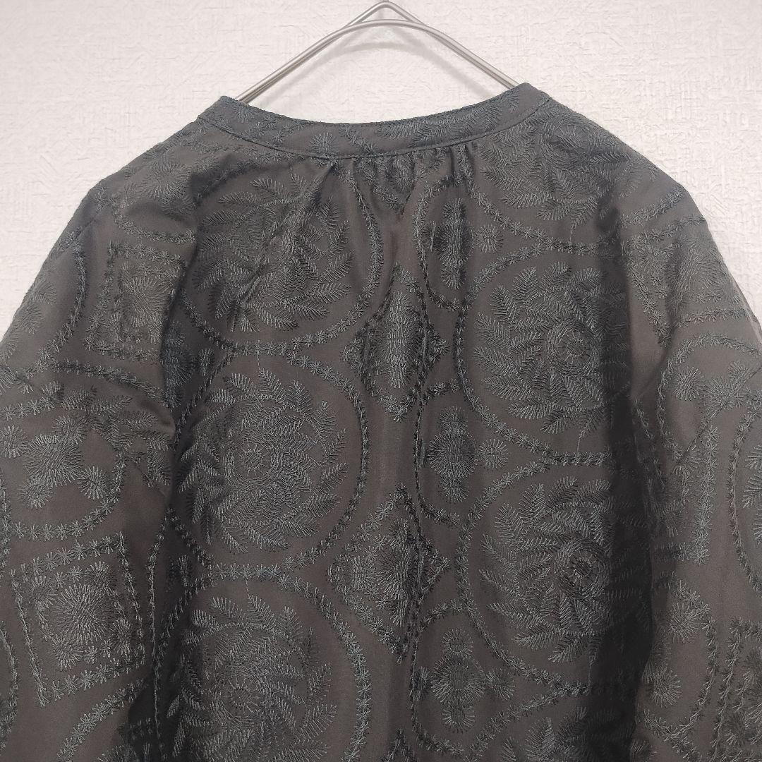 ビームスハート 黒い総刺繍入り 長袖ワンピース オーバーサイズ 8